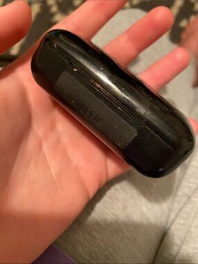 Black Wireless Earbud Charging Case - 'OPEN' Label